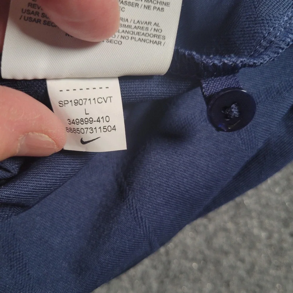 Nike Golf Polo Shirt Mens Large Navy Dri-FIT Argyle Jacquard Swoosh Logo‎